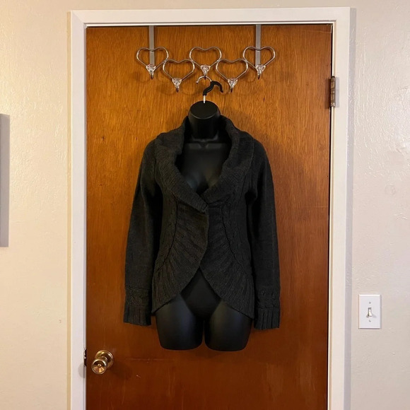 Pink Rose Women’s Cable Knit Cardigan Sweater, Dark Gray, Size Small Cozy Winter - Picture 8 of 16